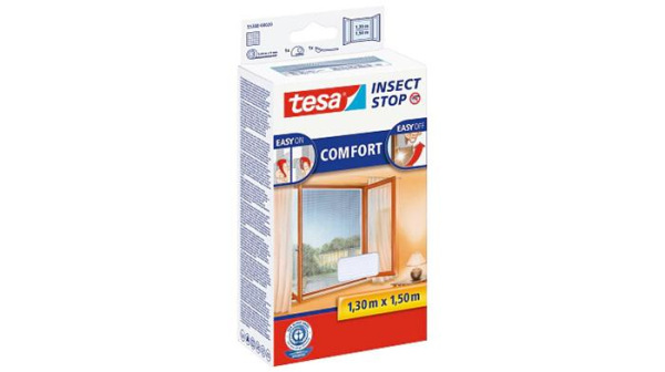 Sieťka na okno, proti hmyzu, suchý zips, 1,3 x 1,3 m, TESA® "Comfort", biela