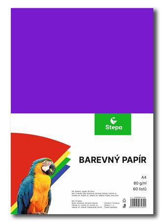 Farebný papier, A4, 80g, 12x5 listov, STEPA, mix farieb 1