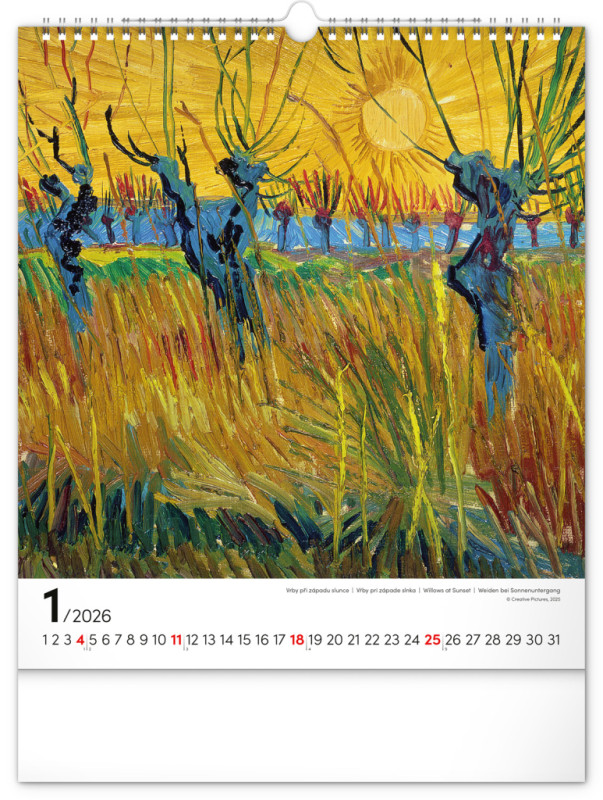 NOTIQUE Nástenný kalendár Vincent van Gogh 2026, 30 x 34 cm 1