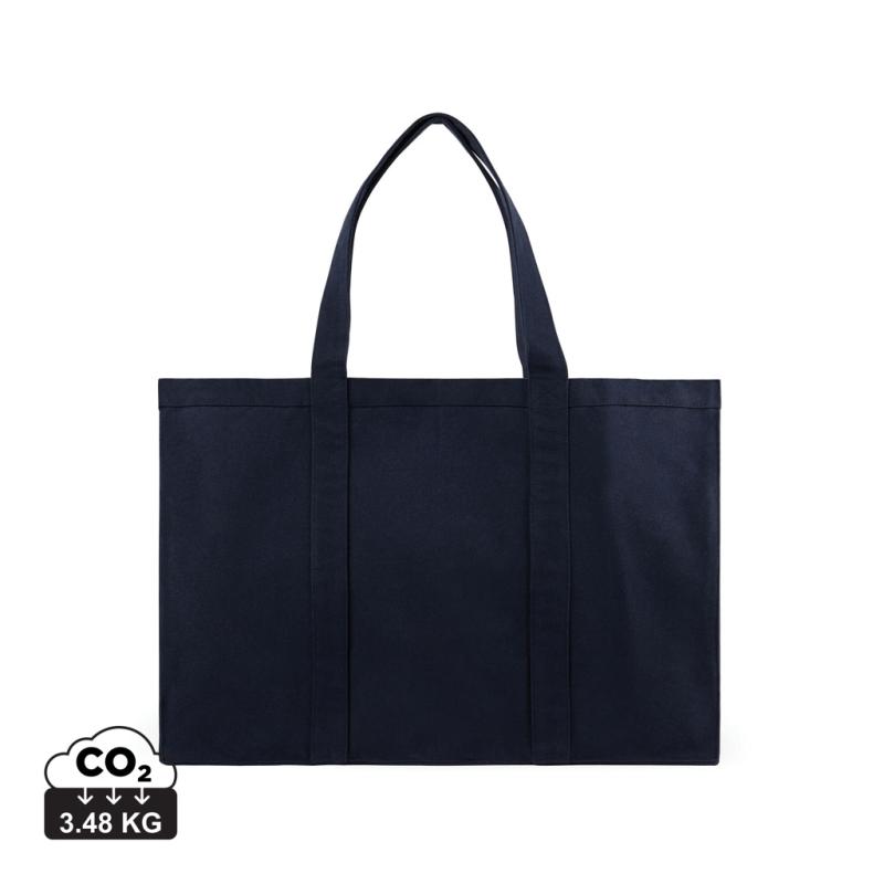 Maxi tote bag VINGA Hilo z recykl. canvas AWARE™ námornícka modrá