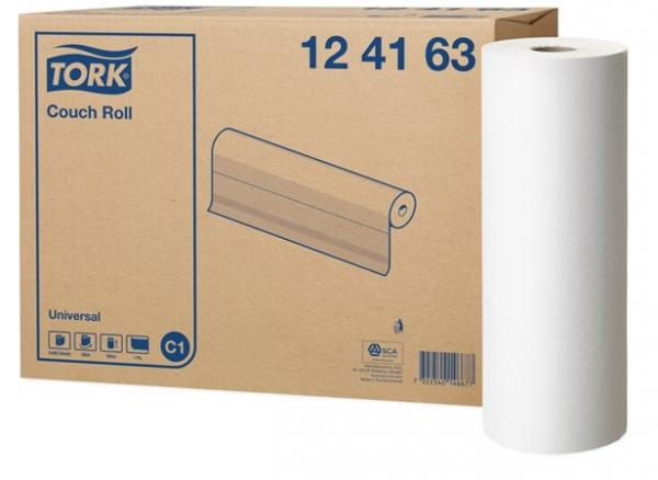 Papierová podložka na lôžka, 1-vrstvová, 463 útržkov, C1 systém, Universal, TORK, biela