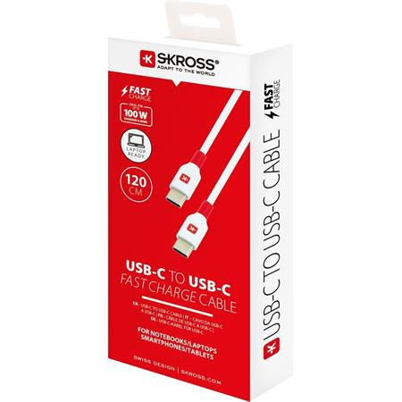 Nabíjací kábel, USB-C/USB-C, rýchle nabíjanie, 1,2 m, SKROSS, biely 2