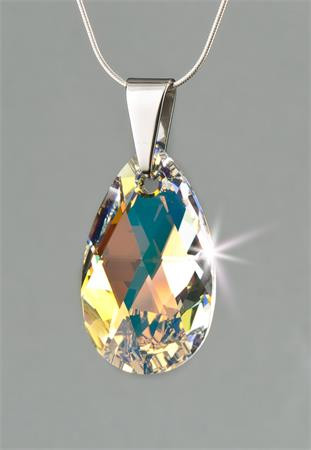 ART CRYSTELLA Retiazka, Made with SWAROVSKI® elements , s príveskom v tvare kvapky, biela, 16 mm