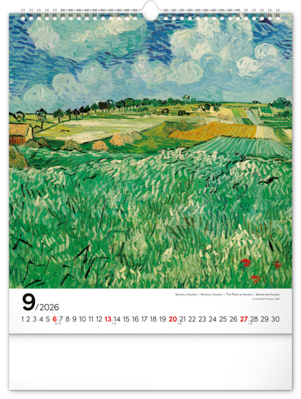 NOTIQUE Nástenný kalendár Vincent van Gogh 2026, 30 x 34 cm 9