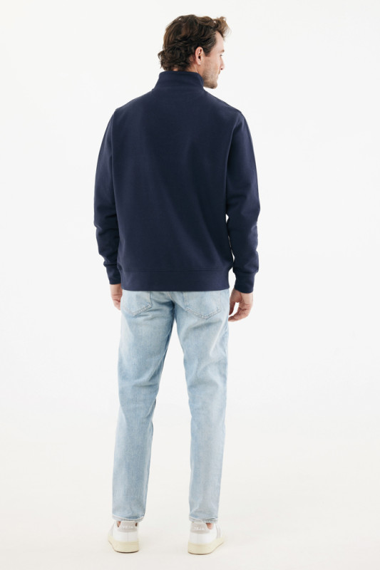 IQONIQ Elgon sveter s krátkym zipsom z recyklovanej bavlny námornícka modrá 4XL 13
