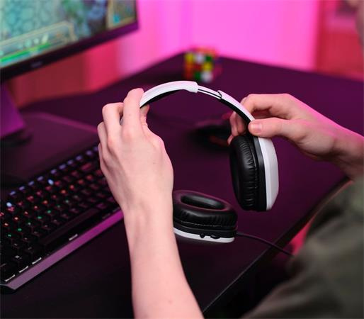 Slúchadlá, s mikrofónom, gaming, TRUST "GXT415 Zirox", biela 6