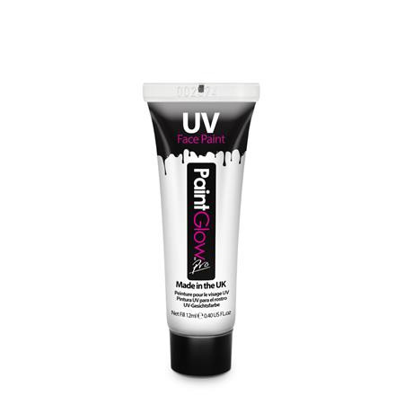 . Farba na tvár a telo, fluoreskujúca pod UV svetlom, 12 ml, neónová biela