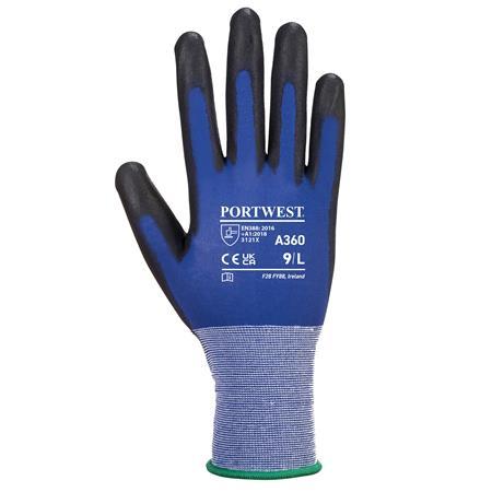 . Ochranné rukavice, nylonové, dlaň potiahnutá PU, S, "Senti-Flex", modrá