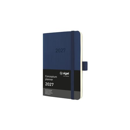 Diár, A6, týždenný, 2027, mäkká obálka, SIGEL "Conceptum", tmavomodrý 2