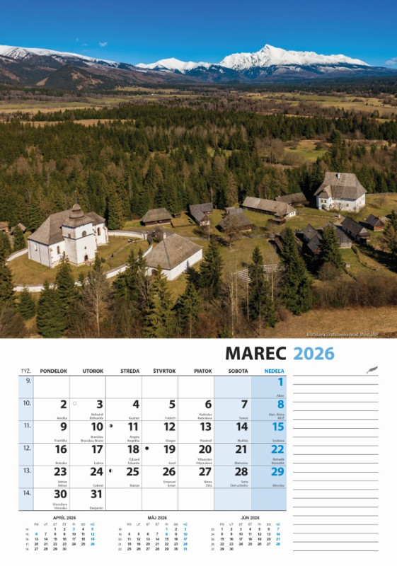 Nástenný kalendár Slovensko z výšky 2026 4