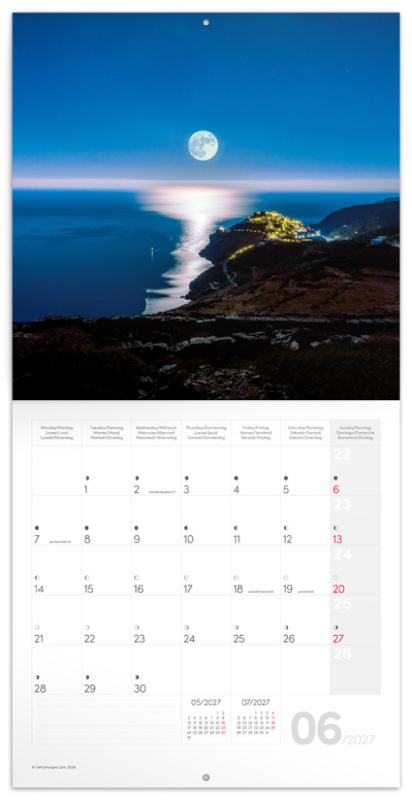 NOTIQUE Grid calendar The Moon 2027, 30 x 30 cm 1