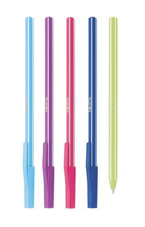 Guľôčkové pero, 0,7 mm, s vrchnákom, 5 rôznych farieb tela, ICO "Signetta Mix", modré