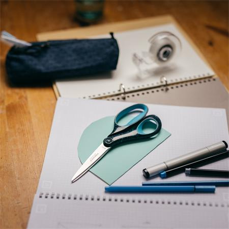 Nožnice, pre tínedžerov, 20 cm, pre ľavákov, FISKARS, bodkované pávie modré 5