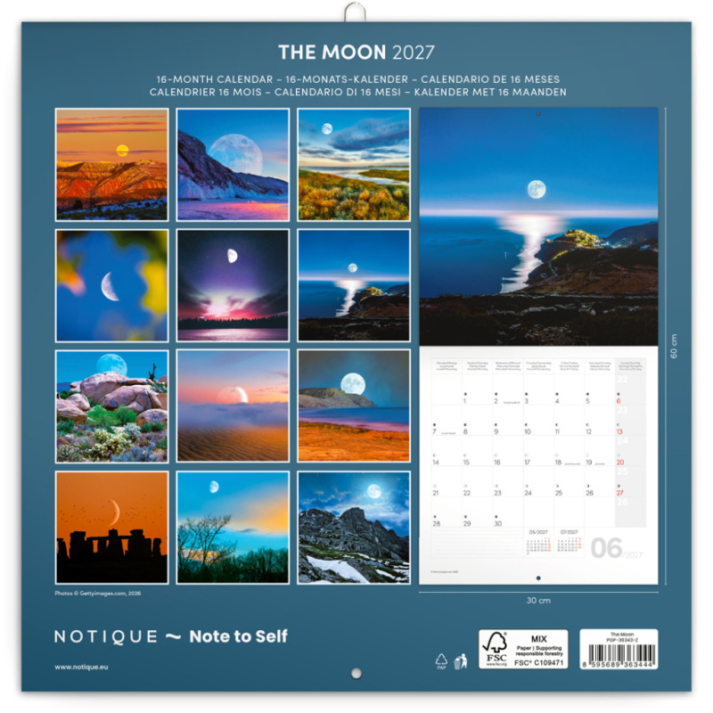 NOTIQUE Grid calendar The Moon 2027, 30 x 30 cm 14
