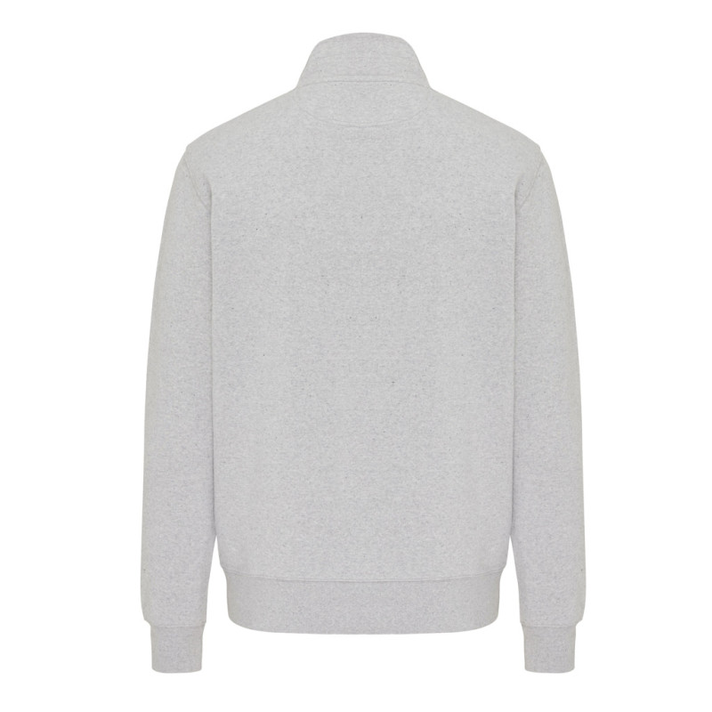 IQONIQ Elgon sveter s krátkym zipsom z recyklovanej bavlny light heather grey XXXL 2