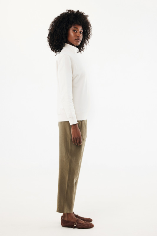 IQONIQ Elgon sveter s krátkym zipsom z recyklovanej bavlny ivory white XXXL 11