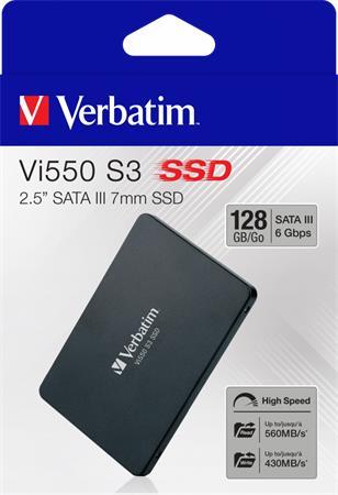 SSD (vnútorná  pamäť), 128GB, SATA 3, 430/560MB/s, VERBATIM "Vi550"