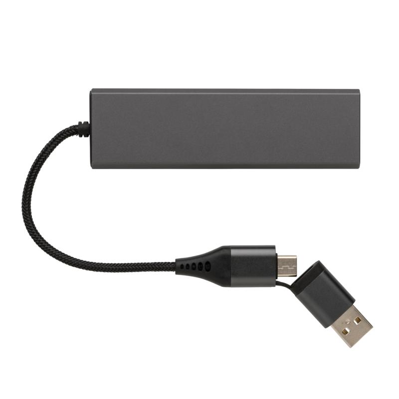 USB rozbočovač Terra z RCS recykl. hliníka sivá 3