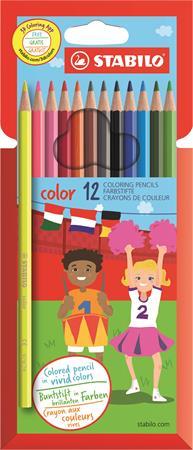 Farebné ceruzky, sada, šesťhranné, STABILO "Color", 12 rôznych farieb