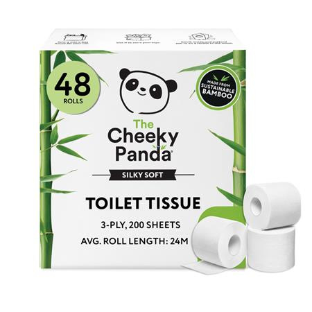 Toaletný papier, bambusový, 3-vrstvový, malý kotúč, 48 kotúčov, CHEEKY PANDA, biely 2