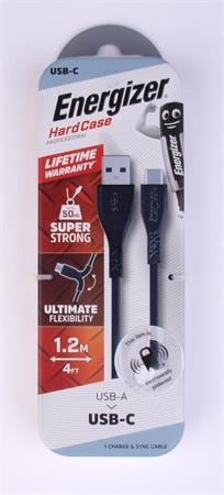 USB kábel, USB-A - USB-C, 1,2m, extra odolný, ENERGIZER, čierna