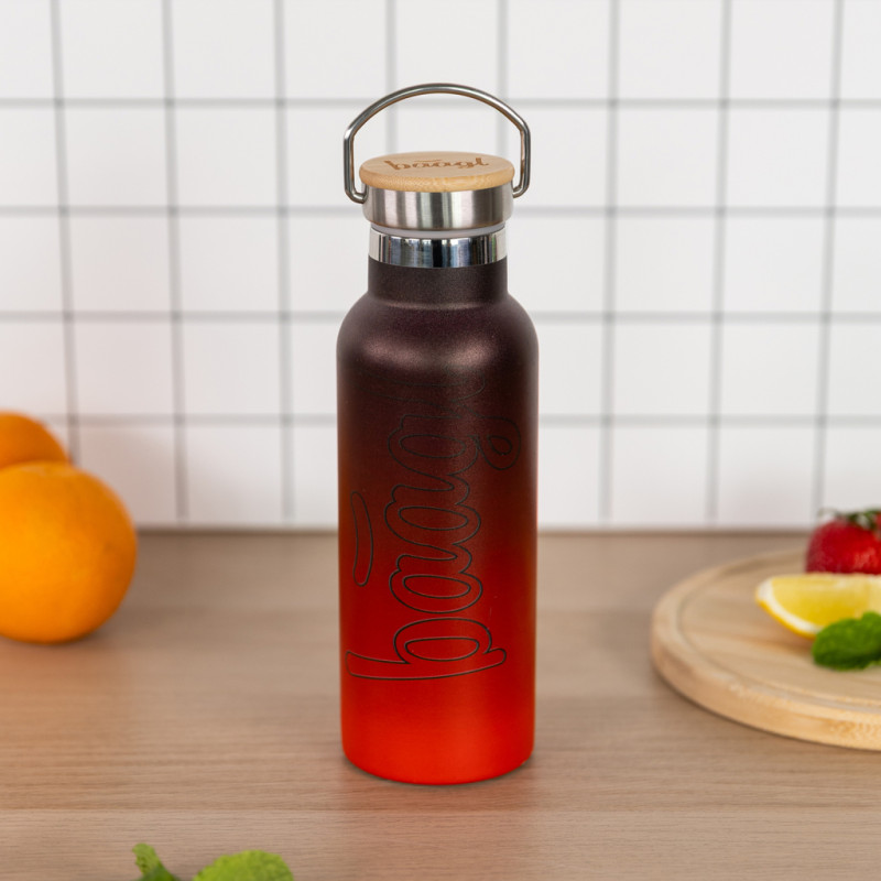 BAAGL Termofľaša s bambusovým viečkom Gradient červeno-čierna, 500 ml 4