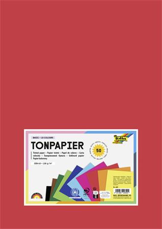 Farebný papier, A3, 130 g, 10x5 listov, FOLIA, rôzne farby 1