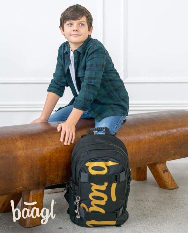 BAAGL SET 5 Skate Gold: batoh, penál, sáček, desky, peněženka
