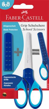 Nožnice, školské, 13,5 cm, s krytom na čepeľ, FABER-CASTELL, modrá