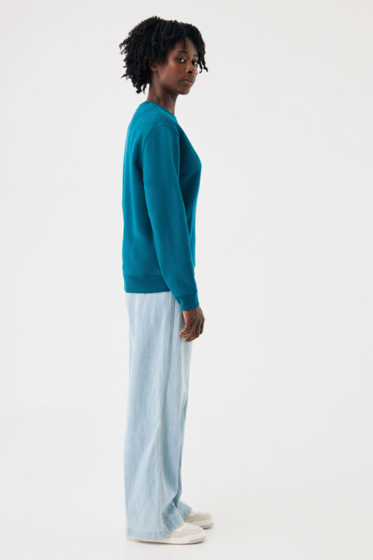 IQONIQ Toria Unisex mikina s okrúhl. výstrihom z rec. bavlny dark teal XXS 6
