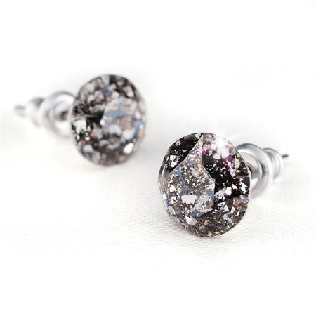 Náušnice, s pravým krištáľom SWAROVSKI®, čierne čipkované, ART CRYSTELLA , 8 mm 1