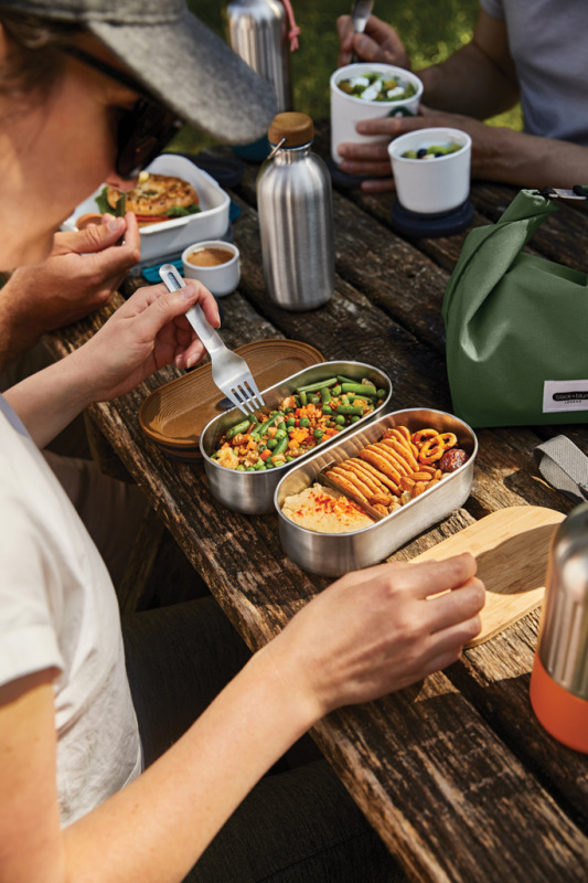 Nerezový dvojitý Bento box Black+Blum sivá 14