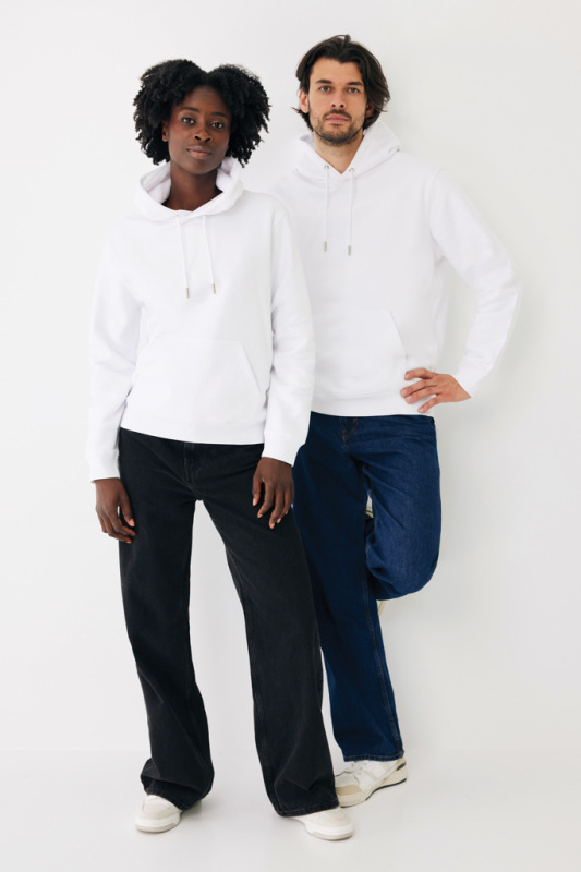 IQONIQ Joshua Unisex mikina s kapucňou z rec. bavlny recycled white S 17