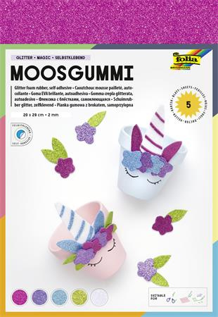 Moosguma, samolepiaca, trblietavá, 20x29 cm, 5 listov, FOLIA "Magic", 5 rôznych farieb 1
