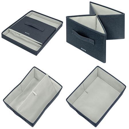 Úložný box, textilný, rozmer M, LEITZ "Fabric", zamatová sivá
