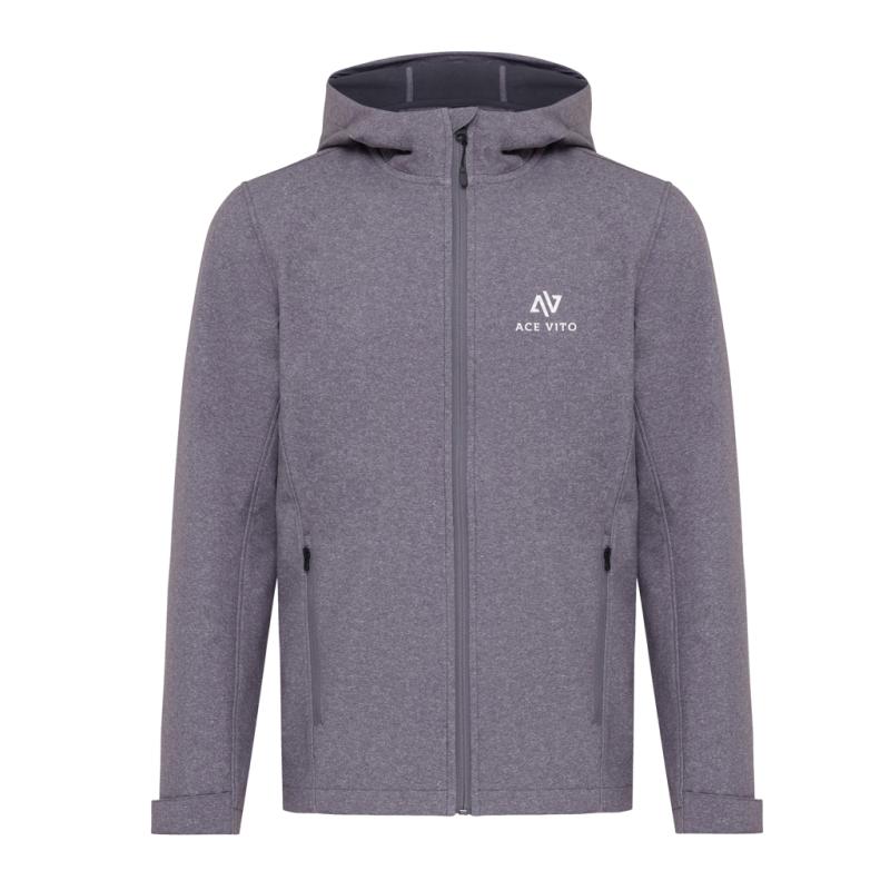 Pánska soft shell bunda Iqoniq Makalu z recykl. polyesteru vulcano heather grey XXL 3