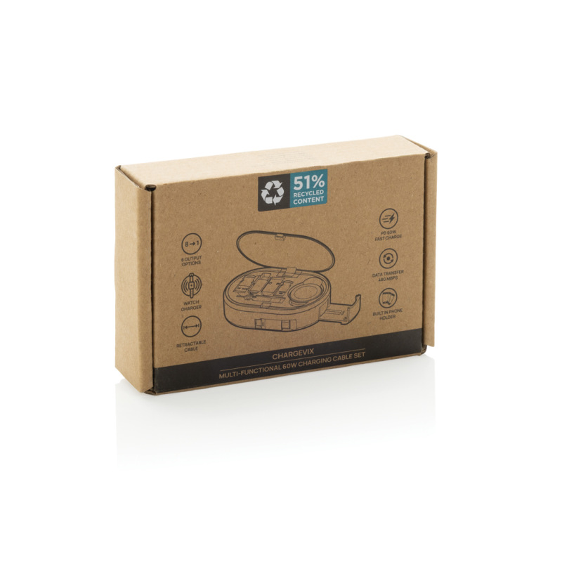 Chargevix RCS multifunkčná nabíjacia sada 60 W z rec. plastu čierna 12
