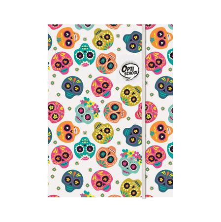 Doska s gumičkou, kartón, A4, OPTISCHOOL "Skull" 1