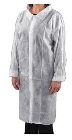 . Návštevnícky plášť, jednorazový, suchý zips, polypropylén, 20 g, veľkosť XL, biely 1