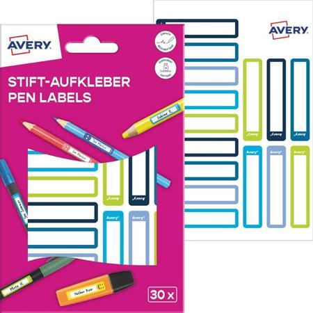 Štítok na pero, 50x10 mm, ručne popisovateľný, AVERY ZWECKFORM, modrý-zelený, 30 štítkov/b 2