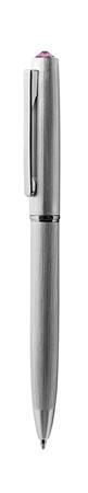 Guľôčkové pero, strieborná, "Oslo", s ružovým krištáľom SWAROVSKI®, 13 cm, ART CRYSTELLA®