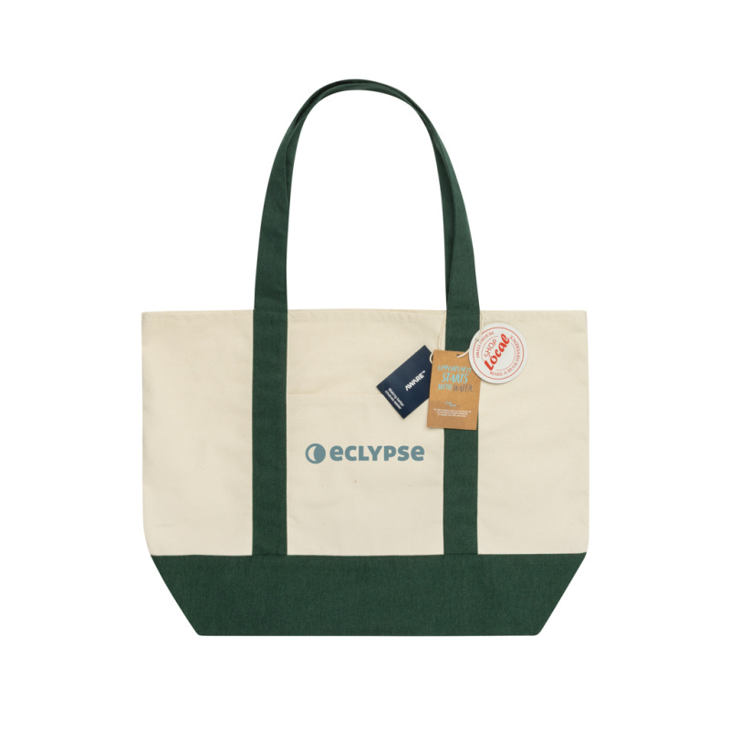 SHOP LOCAL AWARE™ recyklovaná bavlnená taška tote s gramážou zelená 3