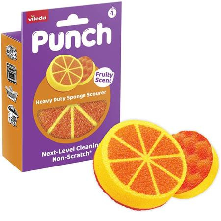 Špongia na riad, extra silná, VILEDA "Punch Dual Action Scrub", pomaranč