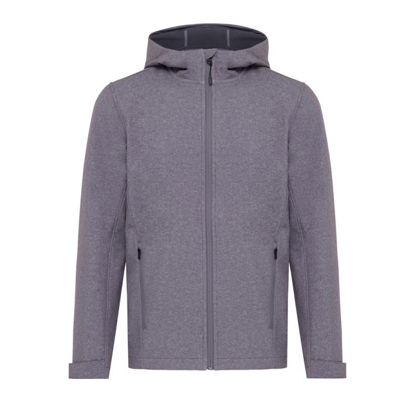 Pánska soft shell bunda Iqoniq Makalu z recykl. polyesteru vulcano heather grey XXL 1