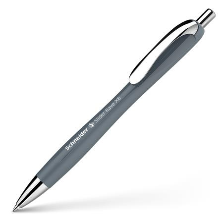 Guľôčkové pero, 0,7 mm, stláčací mechanizmus, SCHNEIDER "Slider Rave XB", sivé 5