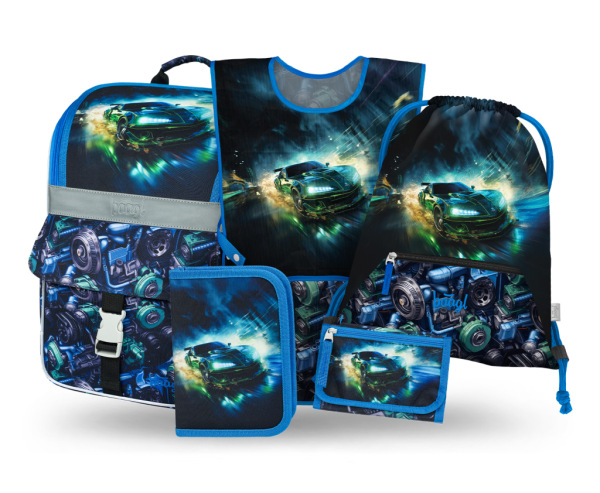 BAAGL SADA 5 Zippy Závodné auto: aktovka, peračník, vrecko, zástera, peňaženka