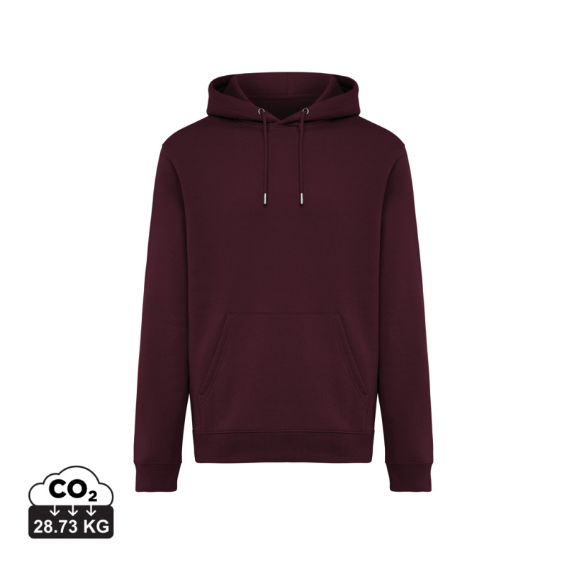 IQONIQ Joshua Unisex mikina s kapucňou z rec. bavlny merlot S