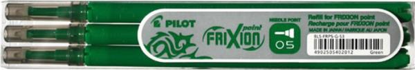 Náplň do rollerov, 0,25 mm, ostrý hrot, odstrániteľná, PILOT "Frixion Point" 05, zelená