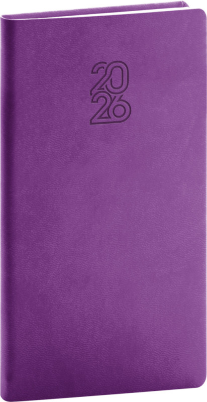 NOTIQUE Vreckový diár Aprint 2026, fialový, 9 x 15,5 cm