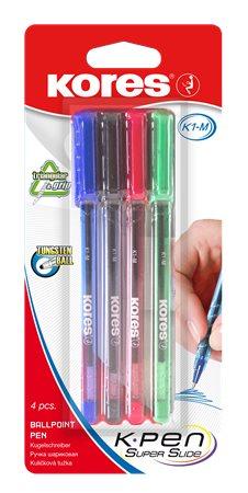 Guľôčkové pero, 1,0 mm, s vrchnákom, KORES "K1-M", mix farieb